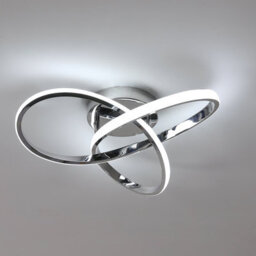 Pheashine Modern Chrome Ceiling Lights Led, 40Cm Silver Curved Ceiling Light For Hallway, Aisle, Entrance, Bedroom 6500K
