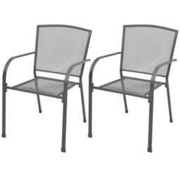 Berkfield Stackable Garden Chairs 2 Pcs Steel Grey - thumbnail 1