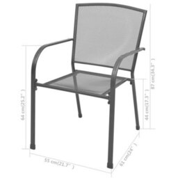 Berkfield Stackable Garden Chairs 2 Pcs Steel Grey - thumbnail 6