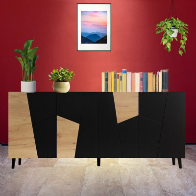 Etna Chest Of Drawers For Modern Interiors Black With Oak Craft - image 1