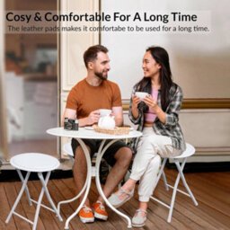 2 X White Folding Stool Soft Padded Cushioned Seat Metal Folding Freestanding - thumbnail 4