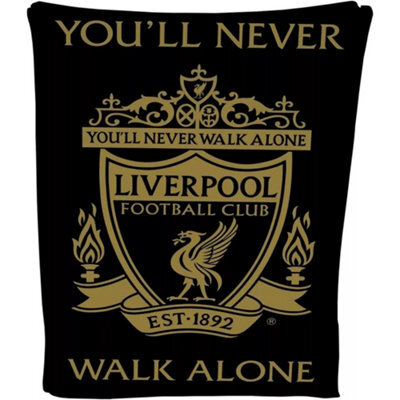 Liverpool Fc Fleece Crest Blanket Black/gold (One Size) - image 1