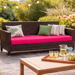 House Of Home Outdoor Bench Cushion Fuchsia 3 Seater 140Cm - thumbnail 3