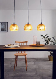 Elegant Black Pendant Ceiling Light With Gold Glass Shade - E27 Bulb Compatible - thumbnail 3