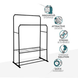 House Of Home Metal Clothes Rail With Shoe Rack 2 Tier Double Rail Wardrobe Replacement Clothes Storage & Organiser - thumbnail 3