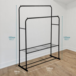 House Of Home Metal Clothes Rail With Shoe Rack 2 Tier Double Rail Wardrobe Replacement Clothes Storage & Organiser - thumbnail 7