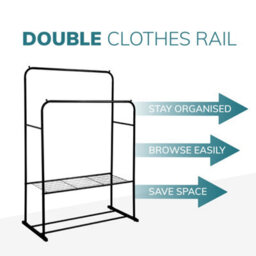 House Of Home Metal Clothes Rail With Shoe Rack 2 Tier Double Rail Wardrobe Replacement Clothes Storage & Organiser - thumbnail 5