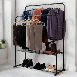 House Of Home Metal Clothes Rail With Shoe Rack 2 Tier Double Rail Wardrobe Replacement Clothes Storage & Organiser - thumbnail 6