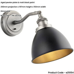 Loops Ceiling Pendant & 2X Matching Wall Light - Matt Black Aged Pewter Finish - thumbnail 7
