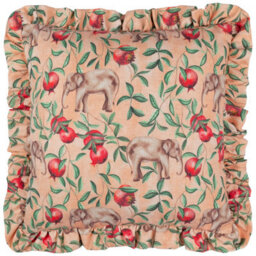 Wylder Tropics Okara Elephant Printed Ruffle Feather Filled Cushion - thumbnail 1