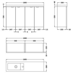 Hudson Reed Fusion 1000mm Compact Gloss Grey Basin & Vanity Unit, Ready Assembled, Soft-Close Doors - thumbnail 5