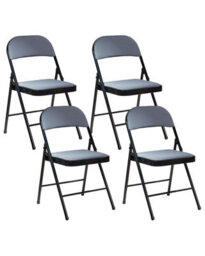Wyld And Coco Novaseat 4-Piece Folding Chairs Set Dark Grey Metal Frame Padded Seating - thumbnail 3