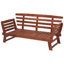 Beliani Garden Bench With Cushion Portici 210 Cm Eucalyptus Wood Dark Brown/ Taupe - thumbnail 5