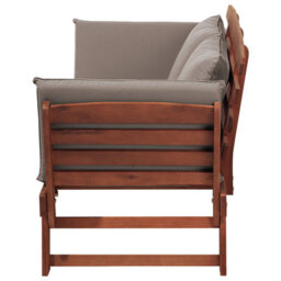 Beliani Garden Bench With Cushion Portici 210 Cm Eucalyptus Wood Dark Brown/ Taupe - thumbnail 7