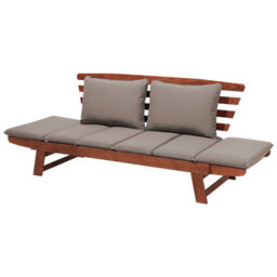 Beliani Garden Bench With Cushion Portici 210 Cm Eucalyptus Wood Dark Brown/ Taupe - thumbnail 6