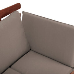 Beliani Garden Bench With Cushion Portici 210 Cm Eucalyptus Wood Dark Brown/ Taupe - thumbnail 9