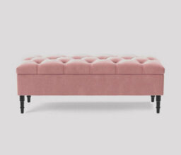 Alyana Ottoman Bench With Storage And Turned Wooden Legs. 150Cm Wide Ottoman Box - Pink Plush Velvet - thumbnail 3