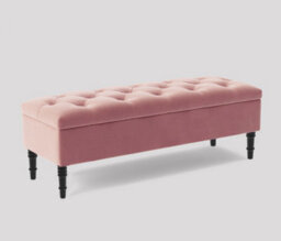 Alyana Ottoman Bench With Storage And Turned Wooden Legs. 150Cm Wide Ottoman Box - Pink Plush Velvet