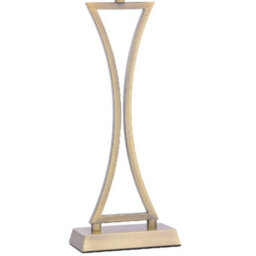 Britalia Bropo4175 Antique Brass Modern Concave Curved Table Lamp With Brown Oval Micro Pleat Shade 53Cm - thumbnail 2
