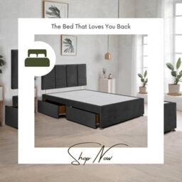 Black Plush Fabric 6Ft Super King Bed Frame With 20 Inch Vertical Line Headboard And 2 Drawers - thumbnail 4