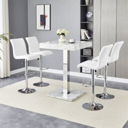 Furniture in Fashion Topaz Magnesia Effect High Gloss Bar Table 4 Ripple White Stools - thumbnail 2