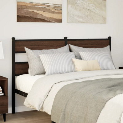 Berkfield Headboard Brown Oak 140 Cm Steel And Engineered Wood - image 1