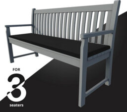 istyle mode 3 Seater Garden Bench Cushion Seatpad Indoor & Outdoor Use - Black - thumbnail 3