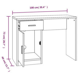Berkfield Desk With Drawer&cabinet Smoked Oak 100X40X73 Cm Engineered Wood - thumbnail 9