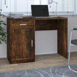 Berkfield Desk With Drawer&cabinet Smoked Oak 100X40X73 Cm Engineered Wood - thumbnail 1