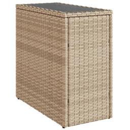 Berkfield Garden Side Table With Glass Top Beige 58X27.5X55 Cm Poly Rattan - thumbnail 7