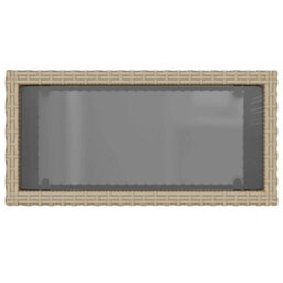 Berkfield Garden Side Table With Glass Top Beige 58X27.5X55 Cm Poly Rattan - thumbnail 8