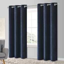 GoodHome Arntzen Navy Plain Woven Lined Eyelet Curtain (W)117Cm (L)137Cm, Pair - thumbnail 2