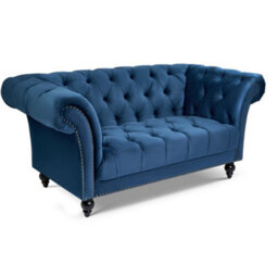 Bravich Cambridge Chesterfield 2 Seater Sofa - Velvet Blue - thumbnail 4