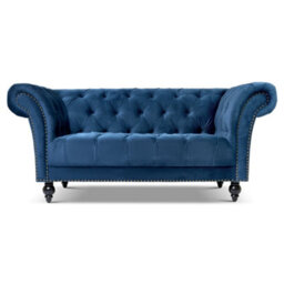 Bravich Cambridge Chesterfield 2 Seater Sofa - Velvet Blue - thumbnail 1