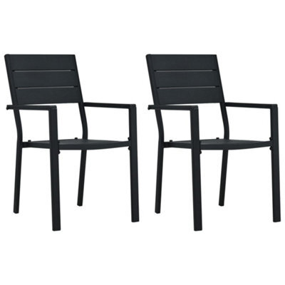 Berkfield Garden Chairs 2 Pcs Black Hdpe Wood Look - image 1