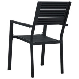 Berkfield Garden Chairs 2 Pcs Black Hdpe Wood Look - thumbnail 5