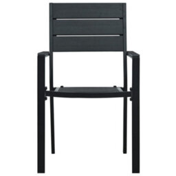 Berkfield Garden Chairs 2 Pcs Black Hdpe Wood Look - thumbnail 3