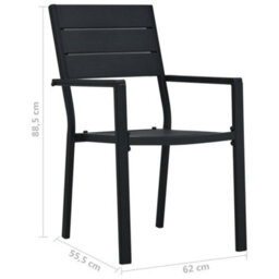 Berkfield Garden Chairs 2 Pcs Black Hdpe Wood Look - thumbnail 9