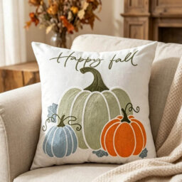 Amorly 45X45Cm Happy Fall Pumpkin Cushion Cover, Autumn Harvest Decorative Throw Pillow Case, Pumpkin Pillow Cover For Sofa Bedroom - thumbnail 1