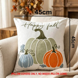 Amorly 45X45Cm Happy Fall Pumpkin Cushion Cover, Autumn Harvest Decorative Throw Pillow Case, Pumpkin Pillow Cover For Sofa Bedroom - thumbnail 5