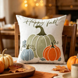 Amorly 45X45Cm Happy Fall Pumpkin Cushion Cover, Autumn Harvest Decorative Throw Pillow Case, Pumpkin Pillow Cover For Sofa Bedroom - thumbnail 6