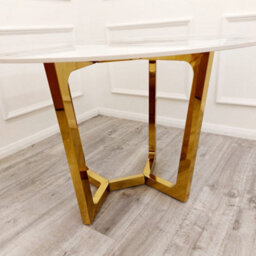 Stratus Interiors Lucien Gold 1.2 Round Dining Table With Sintered Stone Top - thumbnail 2