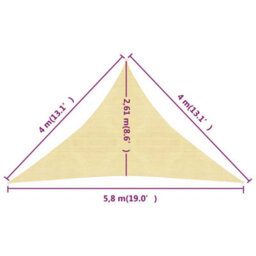 Berkfield Sunshade Sail 160 G/m2 Beige 4X4X5.8 M Hdpe - thumbnail 6