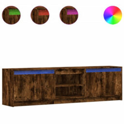 Berkfield Durable Tv Cabinet With Led Smoked Oak 180X34X50 Cm Engineered Wood - thumbnail 1