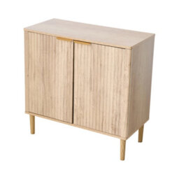 Living And Home Modern Natural Wood Sideboard With Double Doors And Adjustable Interior, 80Cm W X 38Cm D X 78.5Cm H - thumbnail 3