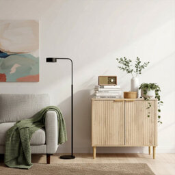 Living And Home Modern Natural Wood Sideboard With Double Doors And Adjustable Interior, 80Cm W X 38Cm D X 78.5Cm H - thumbnail 2