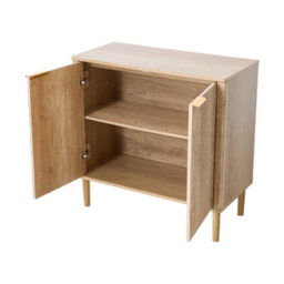 Living And Home Modern Natural Wood Sideboard With Double Doors And Adjustable Interior, 80Cm W X 38Cm D X 78.5Cm H - thumbnail 4
