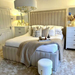 Stratus Interiors Nina Extra Tall Headboard Bed - Modern Lined Panel Design With Metal Gas Lift - Metal Gaslift - King - thumbnail 5
