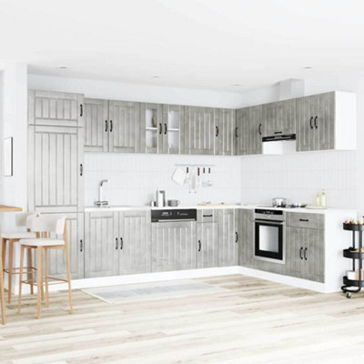 Berkfield Kitchen Cabinet 'lucca'with Double Sinks In Concrete Grey Made Of Engineered Wood - image 1