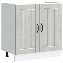 Berkfield Kitchen Cabinet 'lucca'with Double Sinks In Concrete Grey Made Of Engineered Wood - thumbnail 4